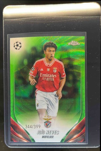 Joao Neves 2023 Topps Chrome UEFA Neon Green Wave Refractor /399