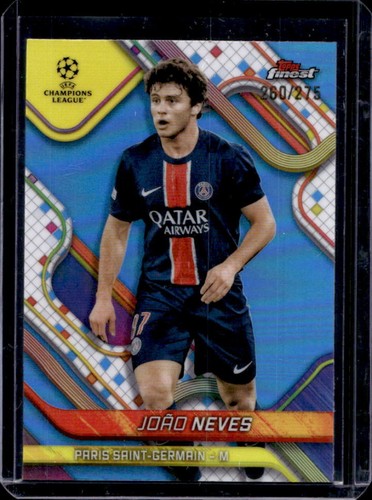 Joao Neves 2024 Topps Finest UEFA Sky Blue Refractor /275
