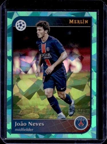 Joao Neves 2024 Topps Merlin Chrome Aqua Refractor Atomic /75