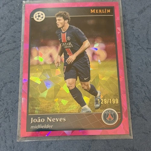 Joao Neves 2024 Panini Merlin Chrome Rosa Refractor Atómico /199