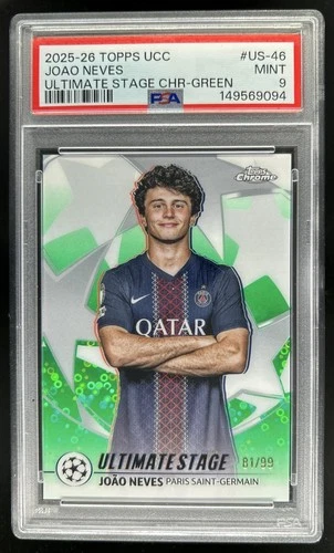 Joao Neves 2025 Topps UEFA Chrome Green Refractor /99