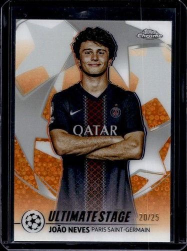 Joao Neves 2025 Topps UEFA Cromato Arancione Rifrattore /25
