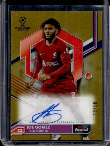 Joe Gomez 2022 Topps Finest UEFA Gold Refractor /50