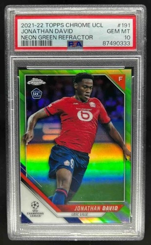 Jonathan David 2021 Topps Chrome UEFA Neon Green Refractor /99