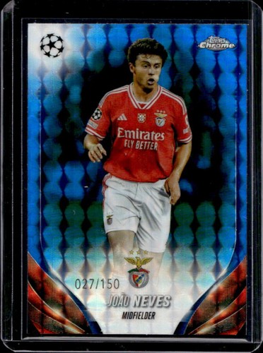 João Neves 2023 Topps Cromo UEFA Azul Refractor Geométrico /150