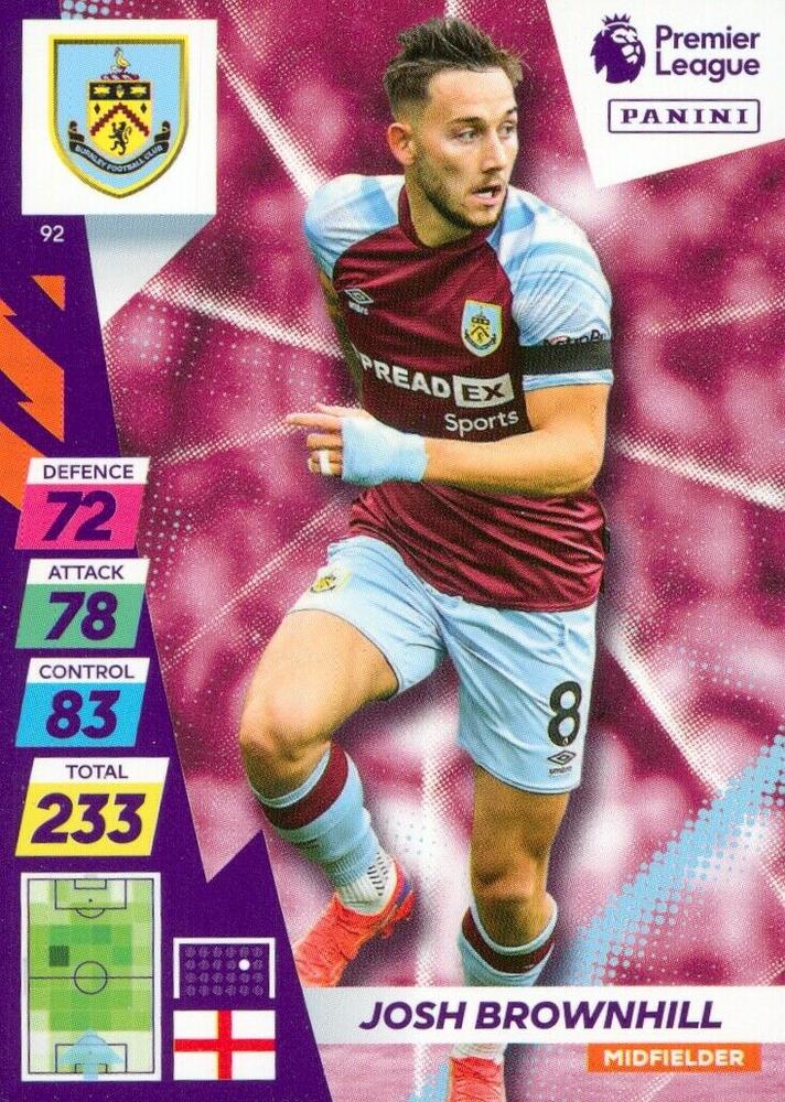 Josh Brownhill 2021 Panini Adrenalyn XL Premier League Plus