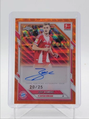 Josip Stanisic 2025 Topps Chrome Bundesliga Orange Wave /25