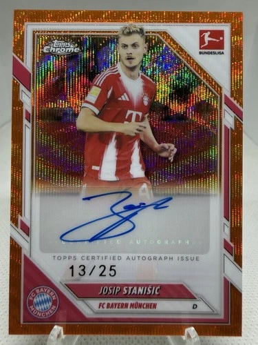 Josip Stanisic 2025 Topps Chrome Orange Wave Refractor /25