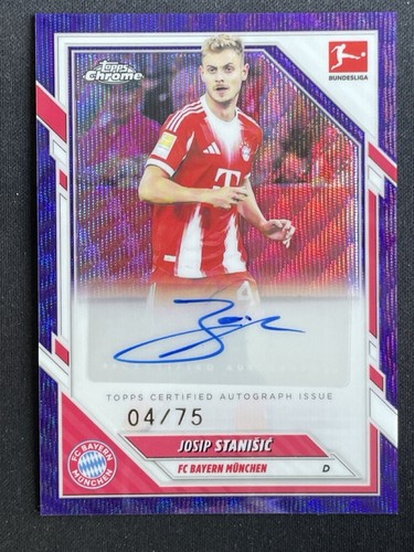 Josip Stanisic 2025 Topps Chrome Bundesliga Purple Wave BA-JST/75