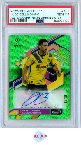 Jude Bellingham 2022 Topps Finest Neon Green Wave