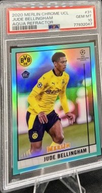 Jude Bellingham 2020 Panini Merlin Chrome UCL Aqua Refractor /199