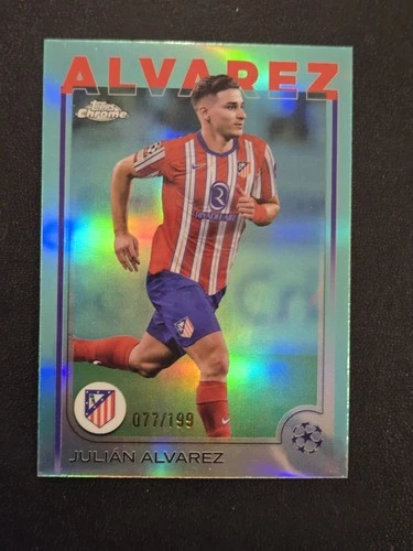 Julian Alvarez 2025 Topps Chrome Aqua Refractor /199