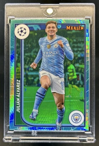 Julian Alvarez 2023 Topps Chrome Merlin Aqua Prism Refractor