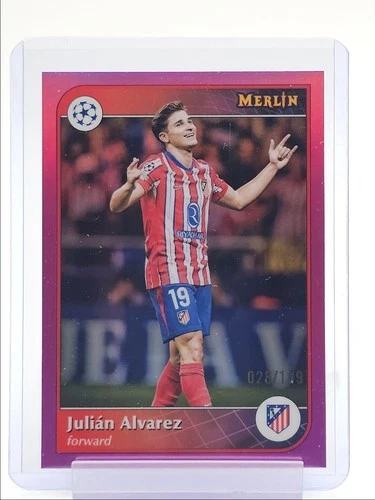 Julian Alvarez 2024 Topps Chrome Merlin Pink Atomic /199
