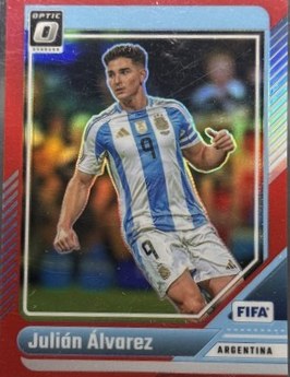 Julian Alvarez 2024 Panini Donruss FIFA Red Prizm Optic Holo 69/299