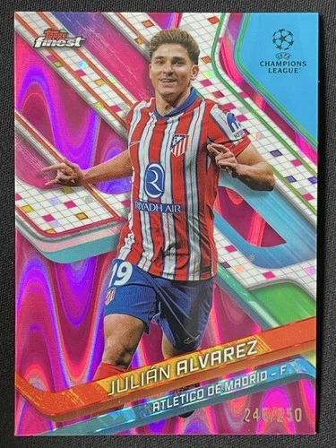 Julian Alvarez 2024 Topps Finest Pink Raywave Refractor /250