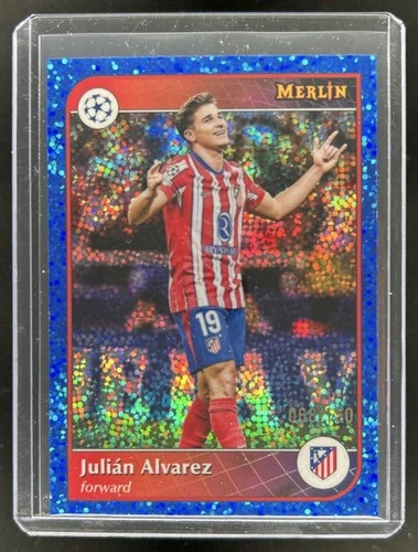 Julian Alvarez 2024 Topps Merlin Chrome Blue Speckle Refractor /150