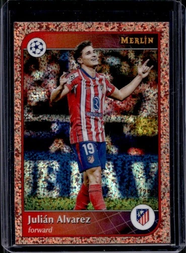 Julian Alvarez 2024 Topps Merlin Chrome UCC Rose Gold Speckle Refractor /250