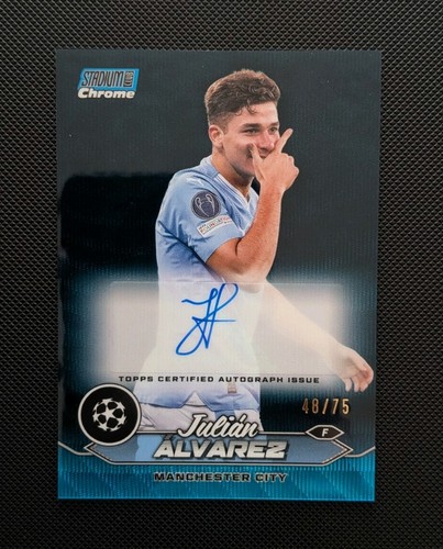 Julian Alvarez 2024 Panini Stadium Club Chrome Blue Wave /75