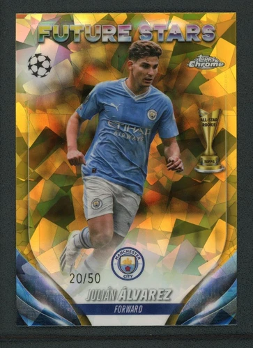 Julián Álvarez 2024 Topps Chrome UEFA Champions League Ice Cracked Gold /50