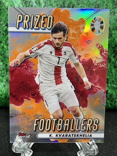 Khvicha Kvaraskhelia 2023 Topps Finest Yellow & Red Refractor