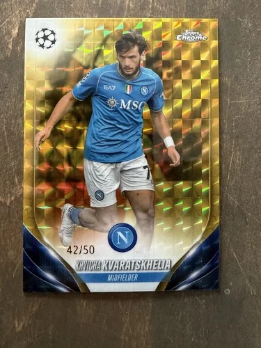 Khvicha Kvaratskhelia 2023 Topps Chrome Gold Refractor /50