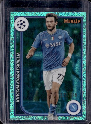 Khvicha Kvaratskhelia 2023 Topps Chrome Merlin Aqua Refractor /199