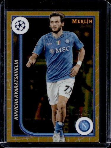 Khvicha Kvaratskhelia 2023 Topps Chrome Merlin Gold Refractor /50