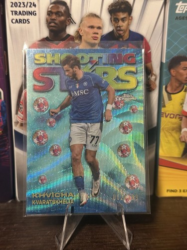 Khvicha Kvaratskhelia 2023 Topps Chrome UEFA Aqua Wave /199