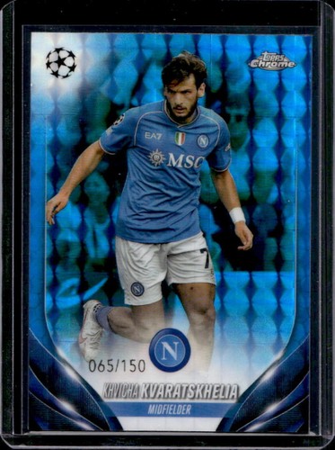 Khvicha Kvaratskhelia 2023 Topps Chrome UEFA Blue Geometric Refractor /150