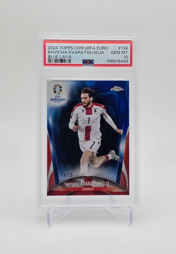 Khvicha Kvaratskhelia 2024 Topps Chrome UEFA Blue Lava /75