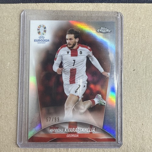 Khvicha Kvaratskhelia 2024 Topps Chrome UEFA Euro 2024 Color Match Refractor /99