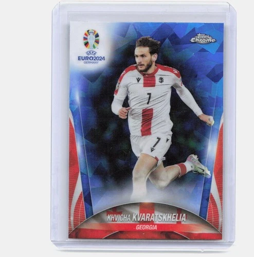 Khvicha Kvaratskhelia 2024 Topps Chrome UEFA Euro 2024 Sapphire