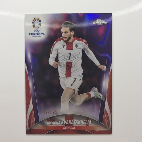 Khvicha Kvaratskhelia 2024 Topps Chrome UEFA Euro Purple Lava /175