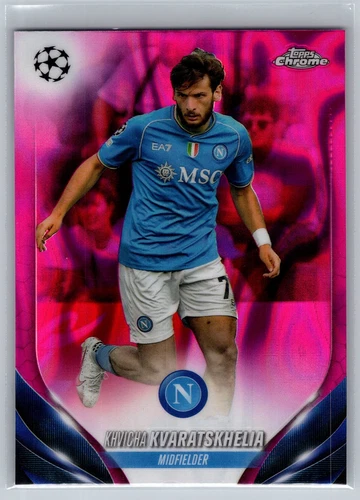 Khvicha Kvaratskhelia 2023 Topps Chrome UEFA Rosa Lava #199