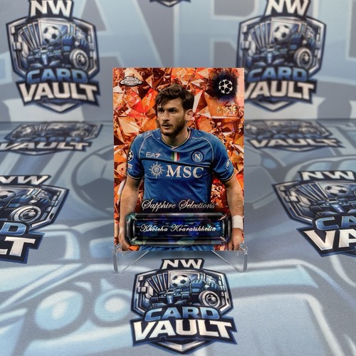 Khvicha Kvaratskhelia 2023 Topps Chrome UEFA UCL Sapphire /25