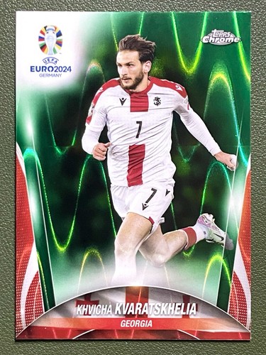 Khvicha Kvaratskhelia 2024 Topps Cromo UEFA Euro Verde RayWave Refractor