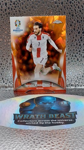 Khvicha Kvaratskhelia 2024 Topps Euro Orange Cracked Refractor /25
