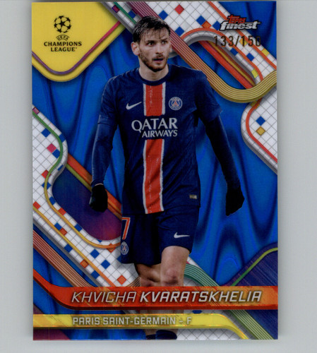 Khvicha Kvaratskhelia 2024 Topps Finest Blue RayWave /150
