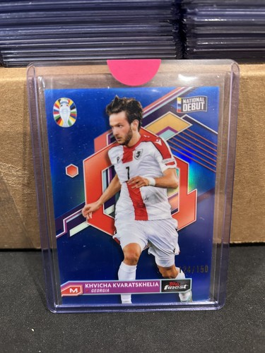 Khvicha Kvaratskhelia 2023 Topps Finest Blue Refractor /150