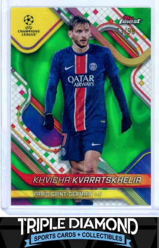 Khvicha Kvaratskhelia 2024 Topps Finest Green Lava Refractor /99