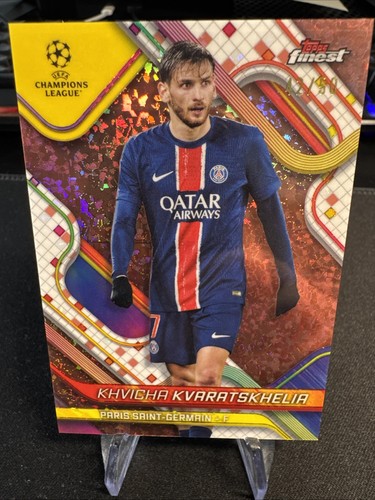 Khvicha Kvaratskhelia 2024 Topps Finest Rose Gold Mini Diamond 13/50
