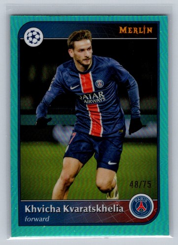 Khvicha Kvaratskhelia 2024 Topps Merlin Chrome Aqua /75