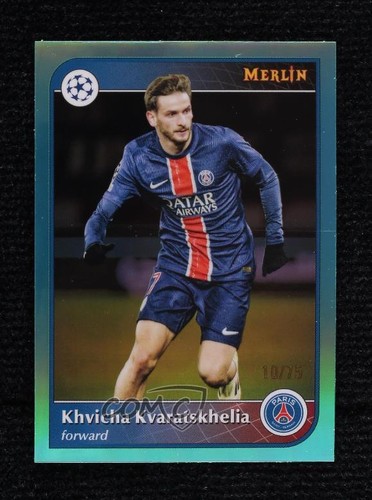 Khvicha Kvaratskhelia 2024 Panini Merlin Chrome Aqua Refractor /75