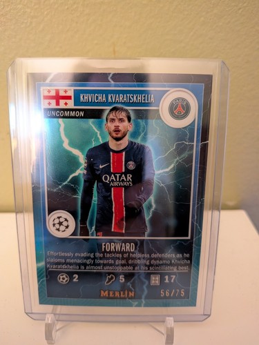 Khvicha Kvaratskhelia 2024 Topps Merlin Chrome Azul /75