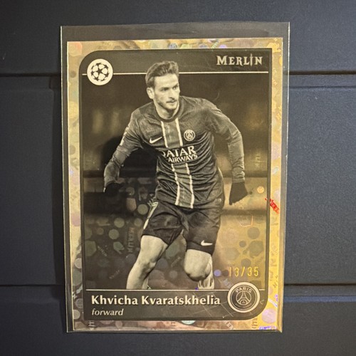 Khvicha Kvaratskhelia 2024 Topps Merlin Chrome Black and White Vintage Refractor /35