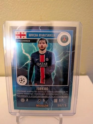 Khvicha Kvaratskhelia 2024 Topps Merlin Chrome Blue /75