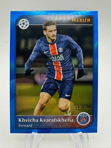 Khvicha Kvaratskhelia 2024 Panini Merlin Chrome Blue Refractor /150