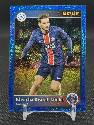 Khvicha Kvaratskhelia 2024 Topps Merlin Chrome Blue Speckle /150