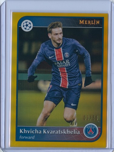 Khvicha Kvaratskhelia 2024 Topps Merlin Chrome Gold Refractor /50